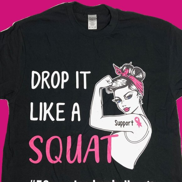 Rosie the Riveter "Drop it Like a Squat" NWOT Adult M Black Tee by Gildan - Picture 1 of 7